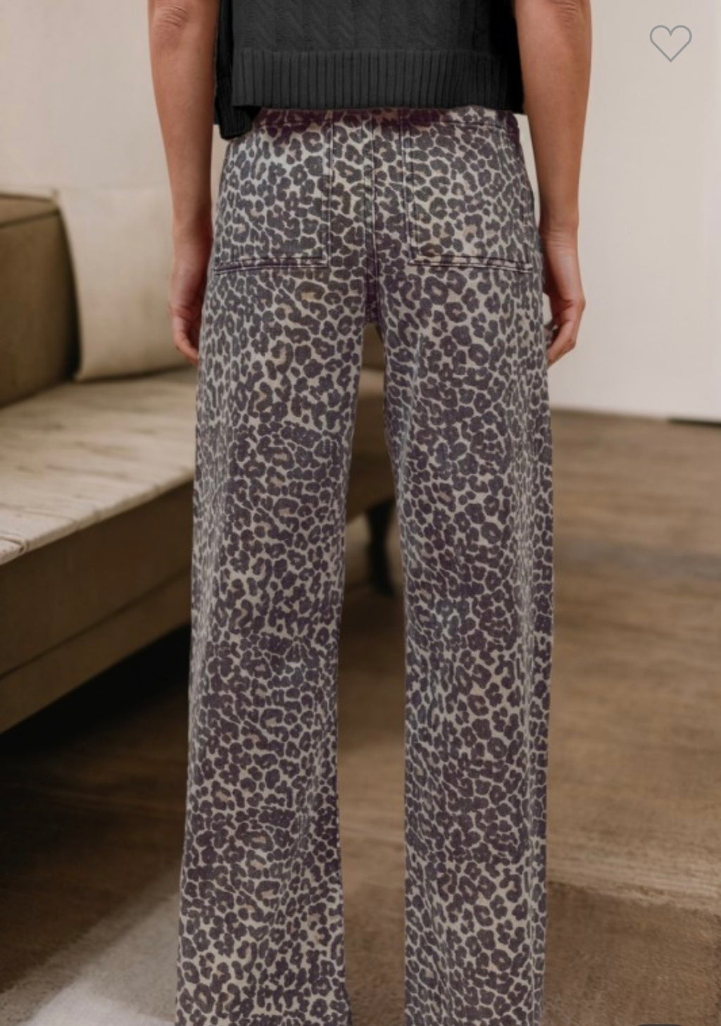 Wide Leg High Waisted Leopard Jeans